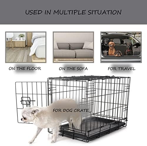 Washable Dog Bed Mat Crate Pad Soft Fluffy Pet Kennel Beds Dog Sleeping Mattress for Large Jumbo Medium Small Dogs, 30 x 19 Inch, Gray (Pack of 2)