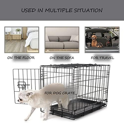 Washable Dog Bed Mat Ultra Soft Dog Crate Pad Comfy Fluffy Pet Kennel Beds Sleeping Mattress for Large Jumbo Medium Small Dogs, 36 x 23 Inch, Gray (Pack of 2)
