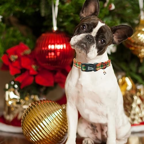 Dog Collars - Red Plaid Print, Soft, Adjustable, Gift Collar for Large Dogs
