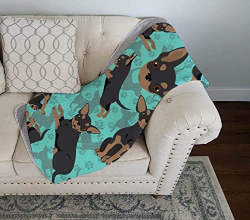 Caroline's Treasures MLM1067LQB Black and Tan Chihuahua Quilted Blanket 50x60 Artwork Pattern Quilted Throw Blanket for Bed, Couch, Sofa, Soft and Lightweight