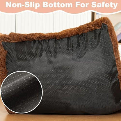 Bedfolks Waterproof Dog Crate Bed, Plush Dog Pad, 21"x13", Solid Brown