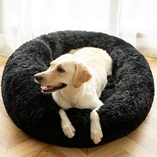HACHIKITTY Calming Donut Cuddler Dog Bed, Indoor Puppy Beds for Large Dogs, XLarge 36''