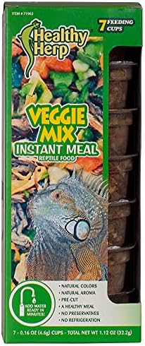 Healthy Herp Veggie Mix Instant Meal for Reptiles - Nutritious Bearded Dragon Accessories, Bearded Dragon Food - Made in USA - Quick Prep, for Box Turtles, Lizards, Tortoises - 7 x 0.16 oz (4.6g) Cups