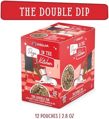 Weruva Dogs in the Kitchen, The Double Dip with Beef & Wild-Caught Salmon Au Jus Dog Food, 2.8oz Pouch (Pack of 12)