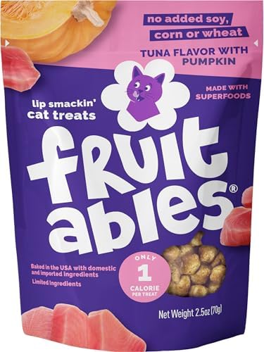 Fruitables Crunchy Cat Treats, Healthy Cat Treats, Tuna & Pumpkin, 2.5oz