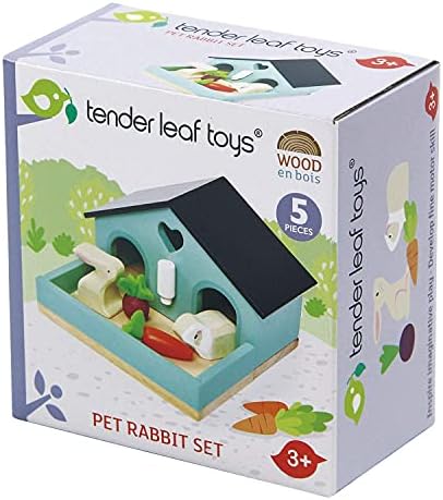 Tender Leaf Toys - Pets Sets for Doll House Accessories - Great Add-on Pet Play Set to Any Dollhouse - Encourage Creative and Imaginative Fun Play for Children 3+ (Pet Rabbit Set)
