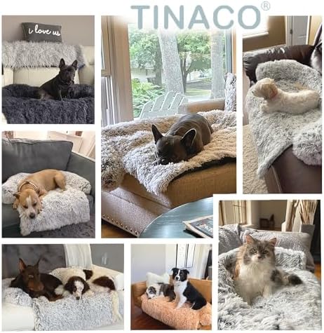 Calming Dogs/Cats Bed Mats, Dog Pad Washable Removable Couch Cover, Plush Long Fur Mat for Pets, Waterproof, Perfect for Small, Medium and Large Dogs and Cats (Gradient Gray, 31.5"x26"x 5.0")