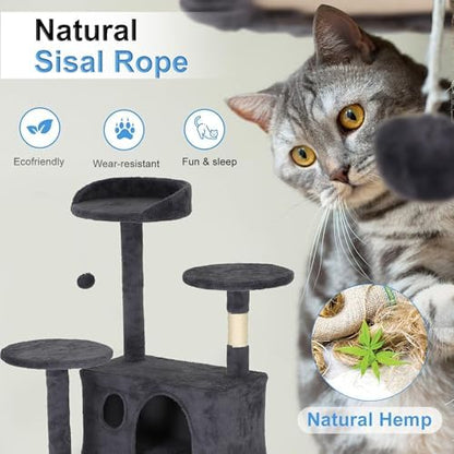 FDW | 62" Cat Tree Tower | Dark Gray | Multi-Level Indoor Activity Center