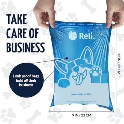Reli. Biodegradable Dog Poop Bags Rolls (1200 Pack, 80 Rolls) Unscented