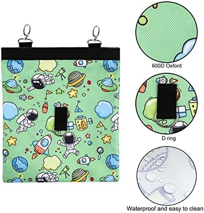 Rabbit Hay Feeder Bag Hanging Hay Rack (Pattern Green, 2 Windows)