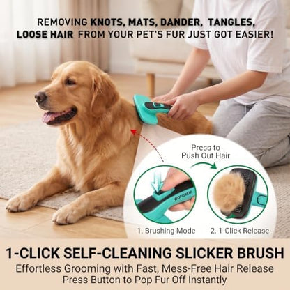 Self Cleaning Slicker Brush & Nail Clippers for Dog and Cats