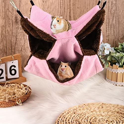 3 Tier Ferret Rat Hammock,Guinea Pig Cage Accessories,11.8x11.8 Inches,Pet Cage Hanging Bunkbed Hammock for Small Animals,Guinea Pig,Ferret,Kitten,Squirrel,Chinchilla,Rat,Parrot