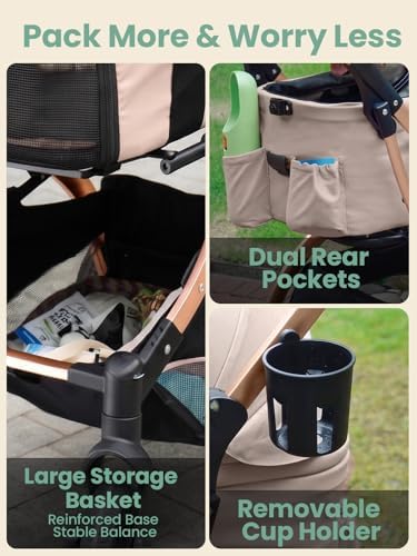 Small Dog Stroller, 5-in-1 Foldable Pet Stroller for Small Dogs Cats