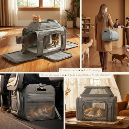 Top-Expandable Pet Carrier with Treat Pet Window,18x13x9.5 Airline Approved