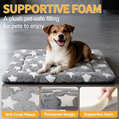 Dog Bed Mat, Reversible Crate Pads for Small/Medium/Large Dogs & Cats Sleeping, Portable & Soft, Dog Beds Crate Pad (Grey, M(30"*20"*1.5"))
