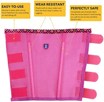 Fine Mesh Fly Boots Loose Fitting & Non-Slip Horse Fly Leggings Fleece Air Flow (Set of 4)