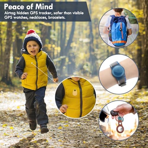 2 Pack Airtag Holder for Kids Hidden,GPS Tracker Case, Anti-Removal Airtag Silicone Case with Pins, Suitable for Children, Elderly, Pets, Backpack, Luggage (White & Pink, 2 Pack)