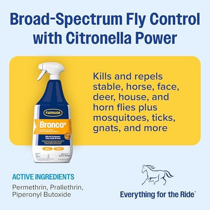 Farnam Bronco E Fly Spray for Horses, Dogs & Premises 32 oz Spray