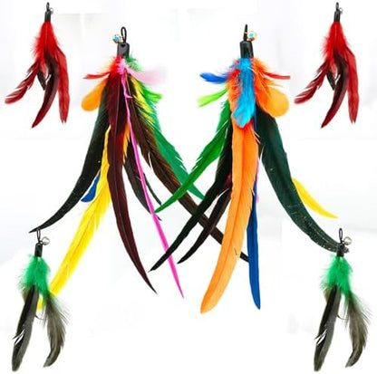 miwoowim 6PCS Cat Wand Toy Refills: 2 Extra-Large & 4 Standard Feathers