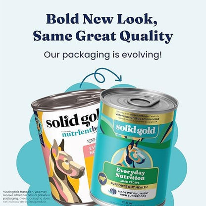 Solid Gold Lamb Wet Dog Food for Adult & Senior Dogs, Meal & Topper, 6 Cans