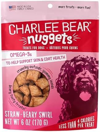 Charlee Bear Nuggets Strawbeary Swirl Skin & Coat Dog Treats, 6 oz