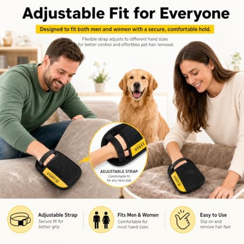 Pet Hair Removal Glove for Dogs & Cats – Electrostatic Reusable Dog & Cat Hair Remover Glove Fur Remover for Furniture (2)