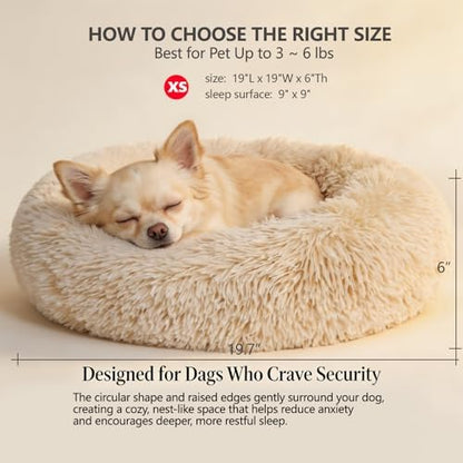 nononfish Puppy Bed for Small Dogs,Calming Donut Round Pet Bed