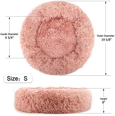 NOYAL Donut Dog Bed for Small Medium Pets, Plush Calming Faux Fur