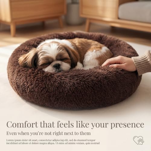 nononfish Small Dog Bed,Soft Calming Donut Sleeping Pet Bed