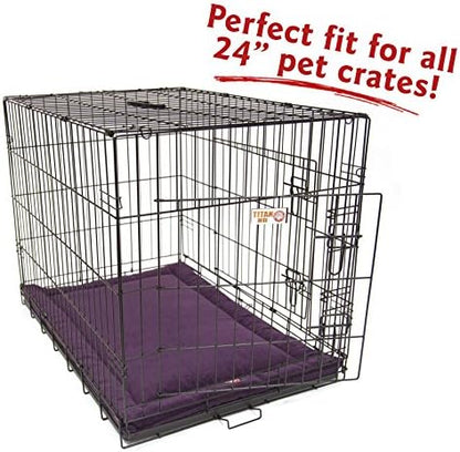 Majestic Pet Dog Crate Mat - Machine Washable Soft Plush Pet Bed Pad for Crates & Kennels | USA Crafted | 24"x18" Villa Aubergine