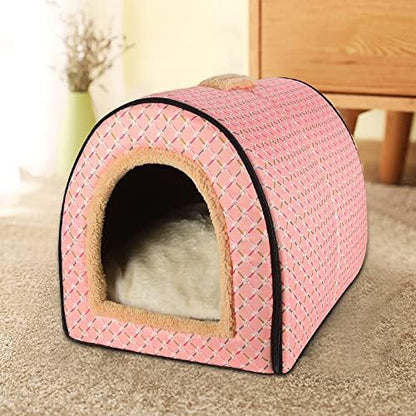 Pet Bed，Warm Cave Nest，Small Pet Animals Bed，Cozy Pet Bed，Pet Self Warming Beds，Cat Bed, Detachable semi-Enclosed Dual Purpose pet Bed, Warm Winter pet Litter, cat House。