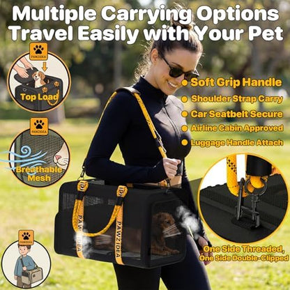 PAWZIDEA Expandable Pet Carrier for Small Cats & Dogs, TSA Airline Approved