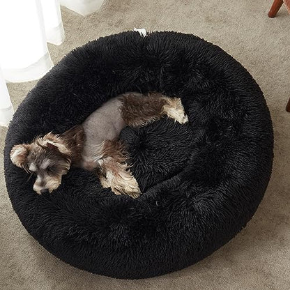 Western Home Calming Donut Small Medium Pet Dog Bed Washable,27" Black