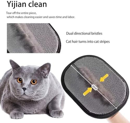 Pet Hair Remover Gloves 2 Pack with Comb, Reusable Electrostatic Pet Hair Removal Mitt for Couch, Car Seats, Clothes & Bedding, Dog & Cat Fur Remover for Furniture & Upholstery