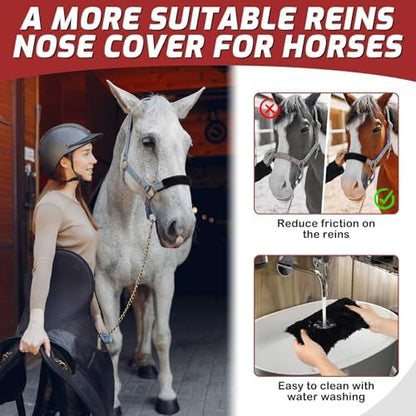 Fleece Halter Covers for Horses, Artificial Rabbit Fur Soft Padded