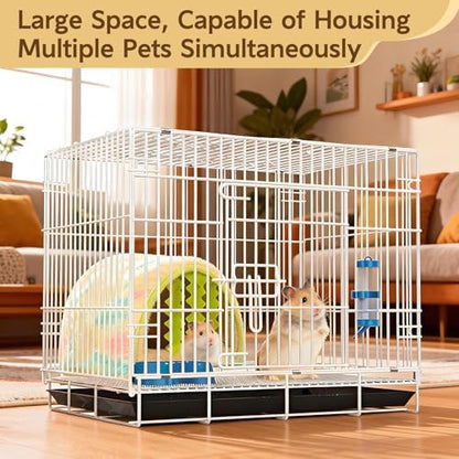 Small Animal Cage Indoor, Hamster Cage with Water Bottle & Food Bowl & Washable Small Nest, Guinea Pig Cage for Ferret, Chinchilla, Bunny, Kitten, Hedgehog, Squirrel, Rat, Rabbit