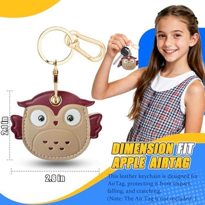 Leather Keychain Holder Case for AirTag, Cute Protective Cover for Apple Airtag KeyChain, GPS Tracker Item Finder