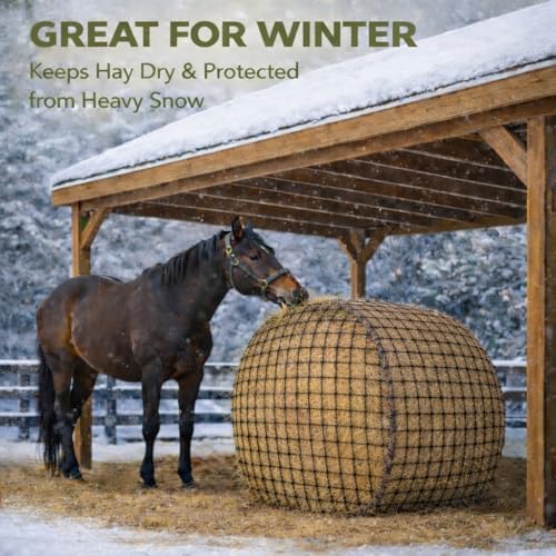 6x6 ft Round Bale Hay Net – Slow Feeder for Horses & Livestock, Extra Dense 2" Knotless Holes, Durable & Healthy Feeding Solution