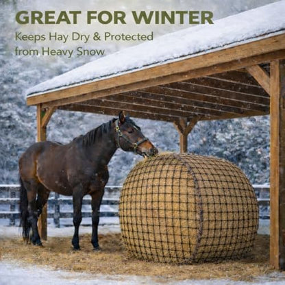 6x6 ft Round Bale Hay Net – Slow Feeder for Horses & Livestock, Extra Dense 2" Knotless Holes, Durable & Healthy Feeding Solution