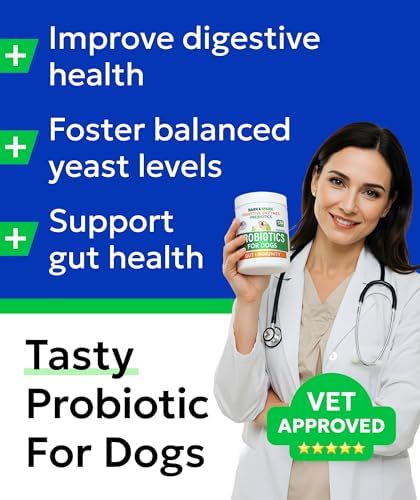 BARK&SPARK Dog Probiotics 120 Chews for Digestive Health w/Enzymes & Fiber