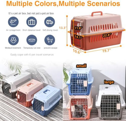 Pets Carrier,Kennel, 23in,Long,Hard-Sided,for Small Dog/Cat up to 20 lb,Suit for Airline/Road Travel (Orange, Large)