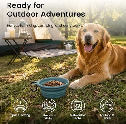 OHMO Large Collapsible Dog Bowls for Travel, 27oz, 2pcs, Dark&Light Blue