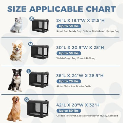 DUMOS Soft Dog Crate 30 Inch, Large Foldable Outdoor Cat Carrier