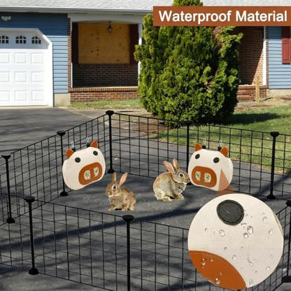 Rabbit Hay Feeder Bag with 2 Hanging Hooks for Small Animal Cage Mess Free