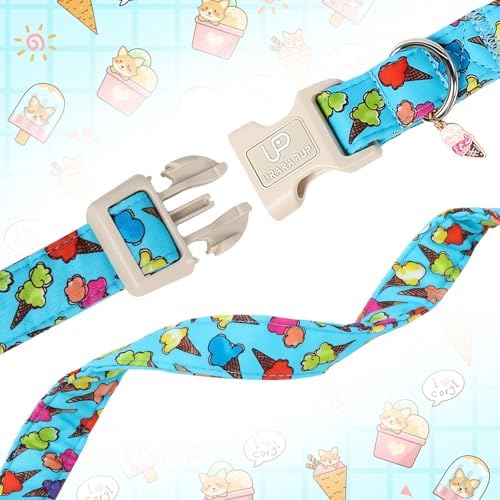 Summer Dog Collar, Colorful Icecream Cotton Dog Collar with Quick Release, Summer Collars for Small Medium Large Boys Dogs, Cute Durable Comfortable Pet Collars