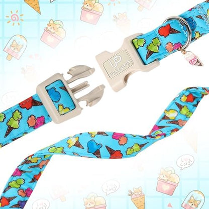 Summer Dog Collar, Colorful Icecream Cotton Dog Collar with Quick Release, Summer Collars for Small Medium Large Boys Dogs, Cute Durable Comfortable Pet Collars