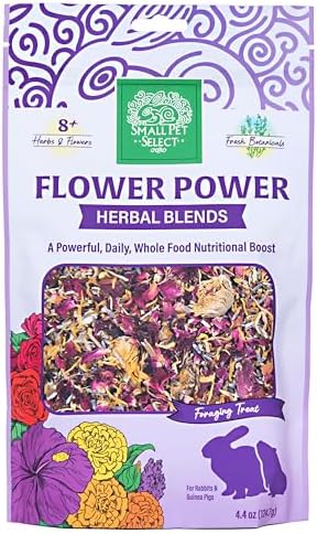 Small Pet Select - Flower Power Herbal Blend, a Natural Herbal Treat for Rabbits and Guinea Pigs, 4.4oz