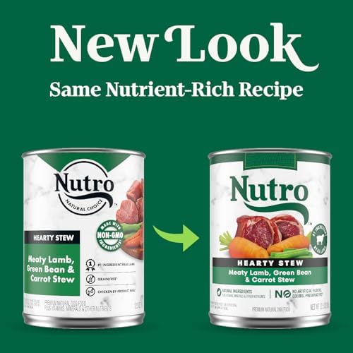 Nutro Hearty Stew Wet Dog Food, Meaty Lamb, 12.5 oz, 12 Pack