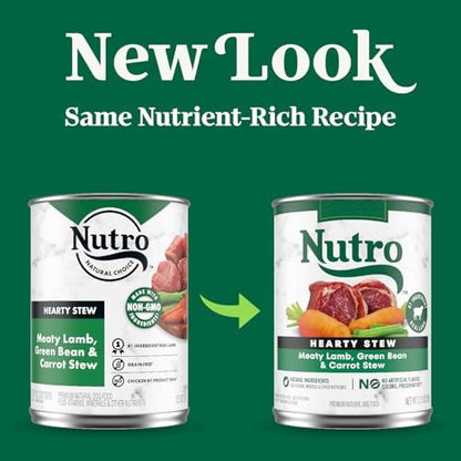 Nutro Hearty Stew Wet Dog Food, Meaty Lamb, 12.5 oz, 12 Pack