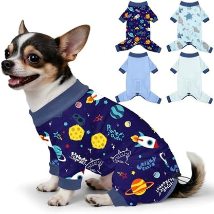 Bienbee Dog Pajamas, 4 Pack Adjustable Onesies for Small to Large Dogs XS